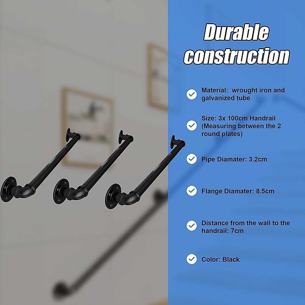 3m Handrail Stair Rail Grab Balustrade Staircase Banister + Installation Kit V63-850231