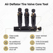 Tyre Deflators x4 Air Deflator Tire Valve Core Tool 10~30 PSI Portable 4WD V63-850341