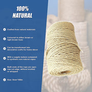Sisal Rope Natural Jute Hemp Manila Twine Cord 5mm*100m V63-850361