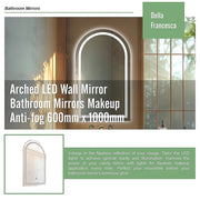 Arched LED Wall Mirror Bathroom Mirrors Makeup Anti-fog 600mm x 1000mm V63-850381