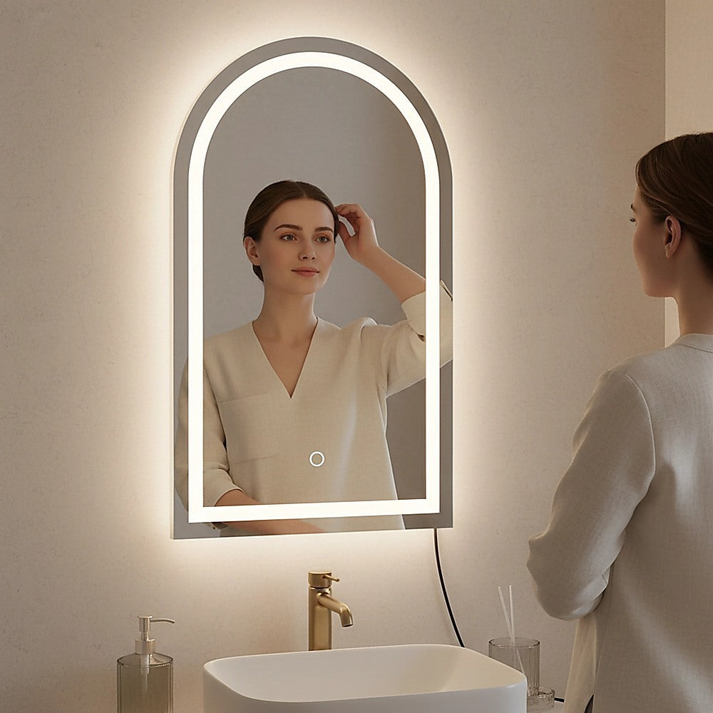 Arched LED Wall Mirror Bathroom Mirrors Makeup Anti-fog 600mm x 1000mm V63-850381