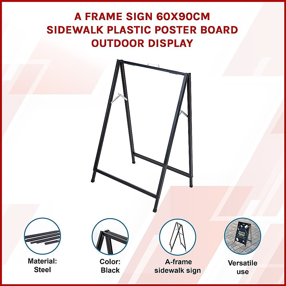 A-Frame Sign 60x90cm - Outdoor Sidewalk Steel Poster Board Display Stand V63-850391
