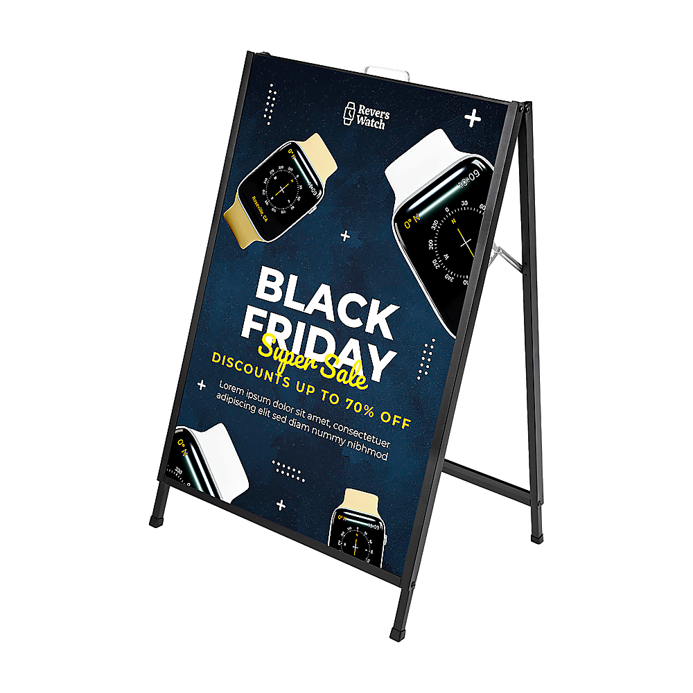 A-Frame Sign 60x90cm - Outdoor Sidewalk Steel Poster Board Display Stand V63-850391