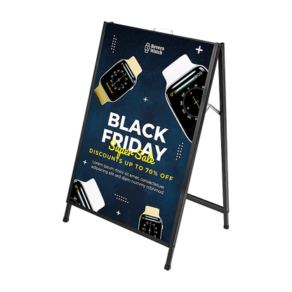 A-Frame Sign 60x90cm - Outdoor Sidewalk Steel Poster Board Display Stand V63-850391