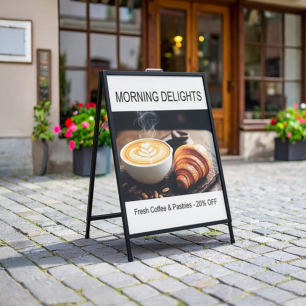 A-Frame Sign 60x90cm - Outdoor Sidewalk Steel Poster Board Display Stand V63-850391