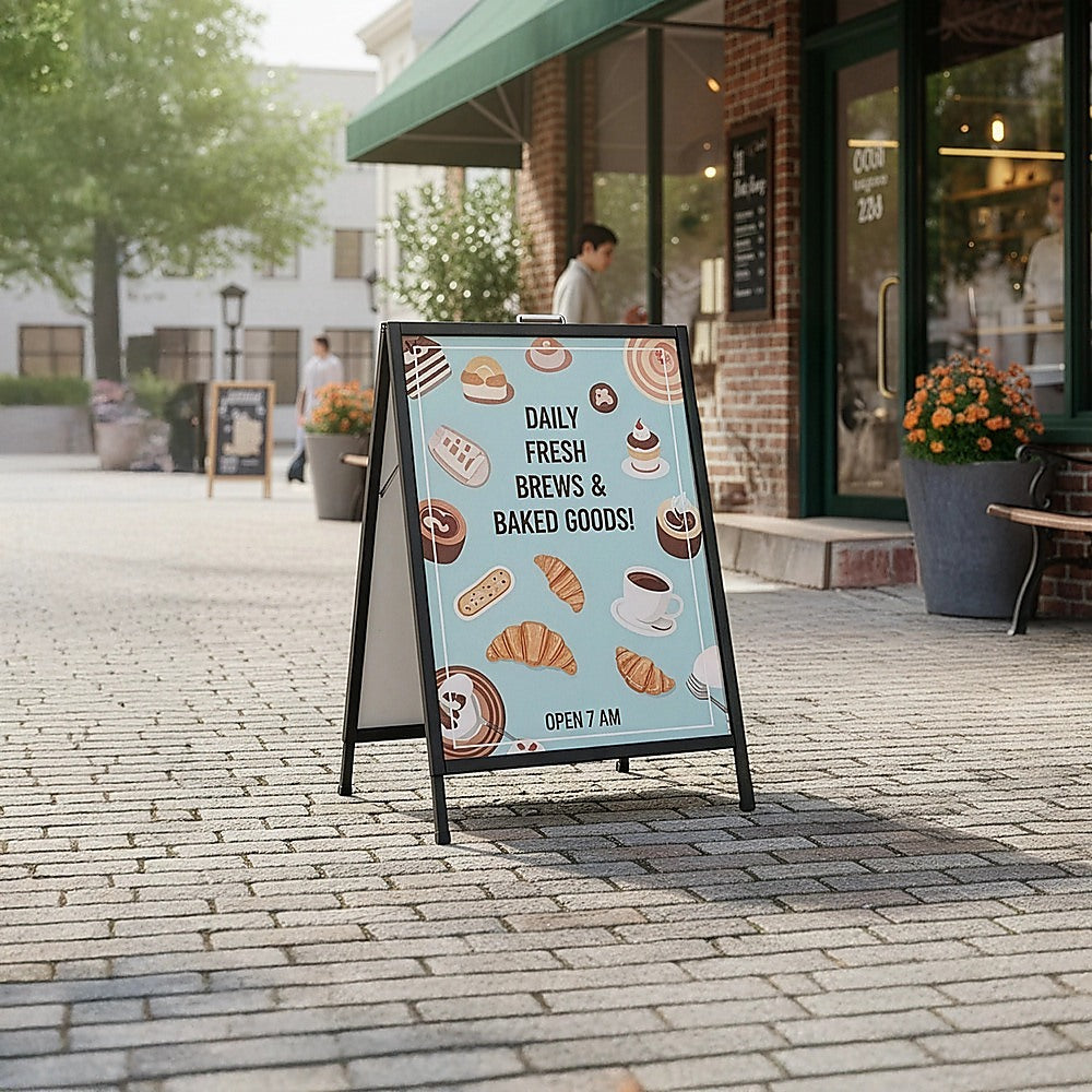 A-Frame Sign 60x90cm - Outdoor Sidewalk Steel Poster Board Display Stand V63-850391