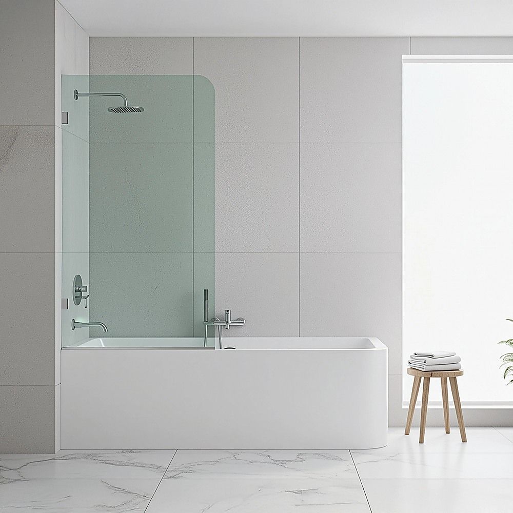 70cm Frameless Glass Bath Screen with F-Brackets - Black V63-851481