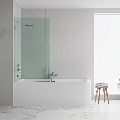 70cm Frameless Glass Bath Screen with F-Brackets - Black V63-851481