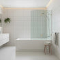 90cm Frameless Glass Bath Screen - Stainless Steel U-Brackets in Black V63-851631