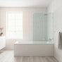100cm Frameless Glass Bath Screen - Brass U-Brackets in Black for Stylish Bathroom Upgrade V63-852021
