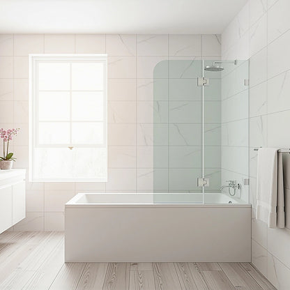 120cm Frameless Glass Bath Screen - Brass U-Brackets in Black for Stylish Bathroom Upgrade V63-852041