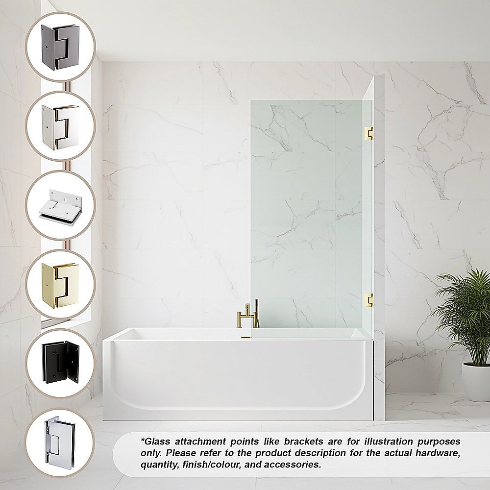 70cm Frameless Swing Bath Screen - Gold Hardware with Brass hinge for Modern Bathrooms V63-852831