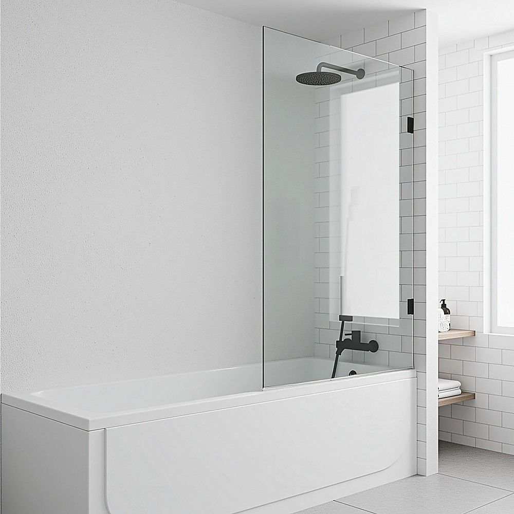 90cm Frameless Swing Bath Screen – Chrome Hardware with Brass hinge for Modern Bathrooms