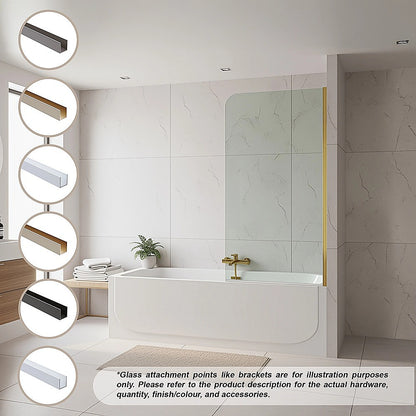 70cm Frameless Glass Bath Screen - Modern Wall Channel in Gold for Stylish Bathroom Upgrade V63-852961