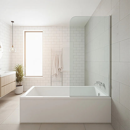 70cm Frameless Glass Bath Screen - Modern Wall Channel in Gunmetal for Stylish Bathroom Upgrade V63-852991
