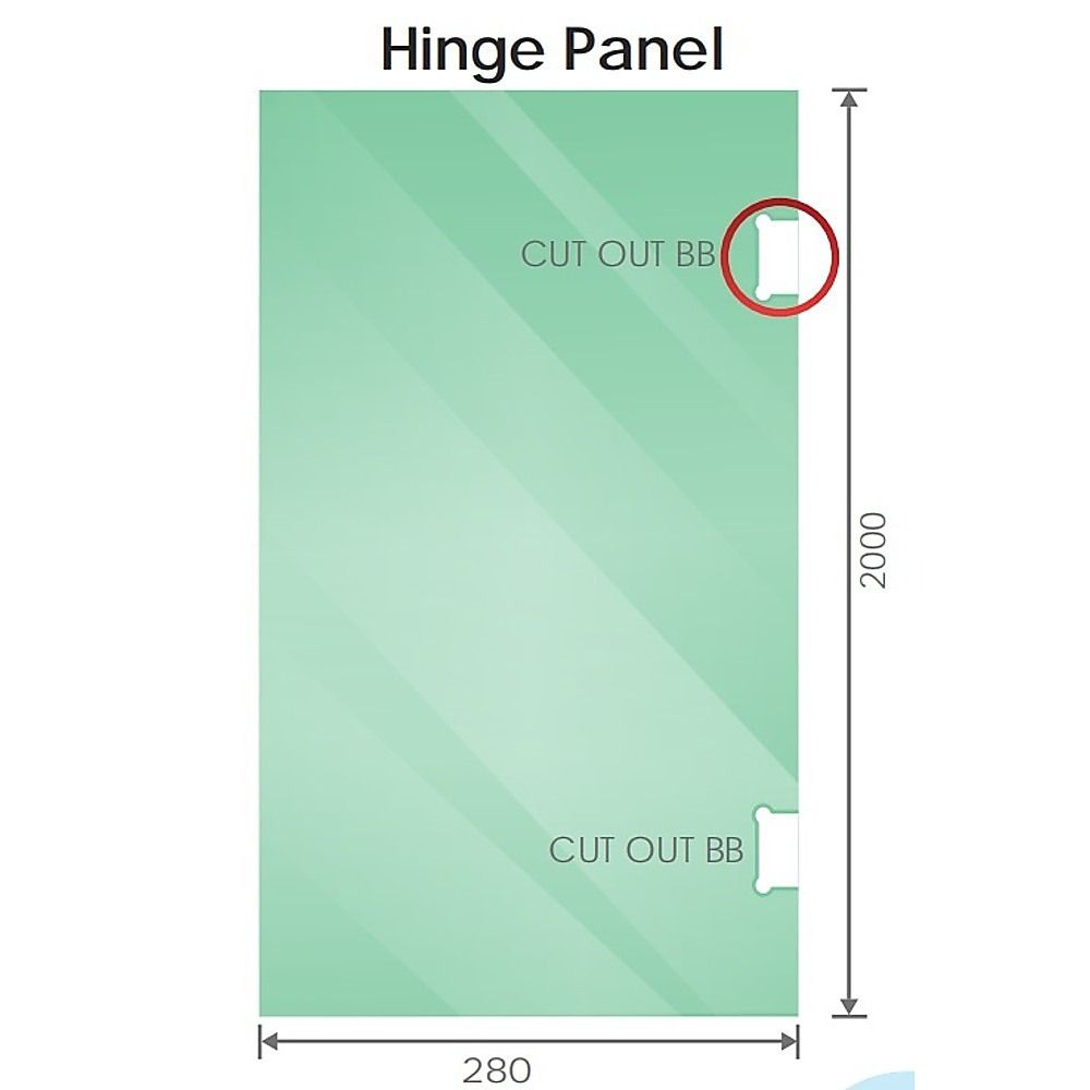 90cm Wall to Wall Frameless Shower Screen with Gold Brackets and SS Hinges, Square Knob Handle V63-853121