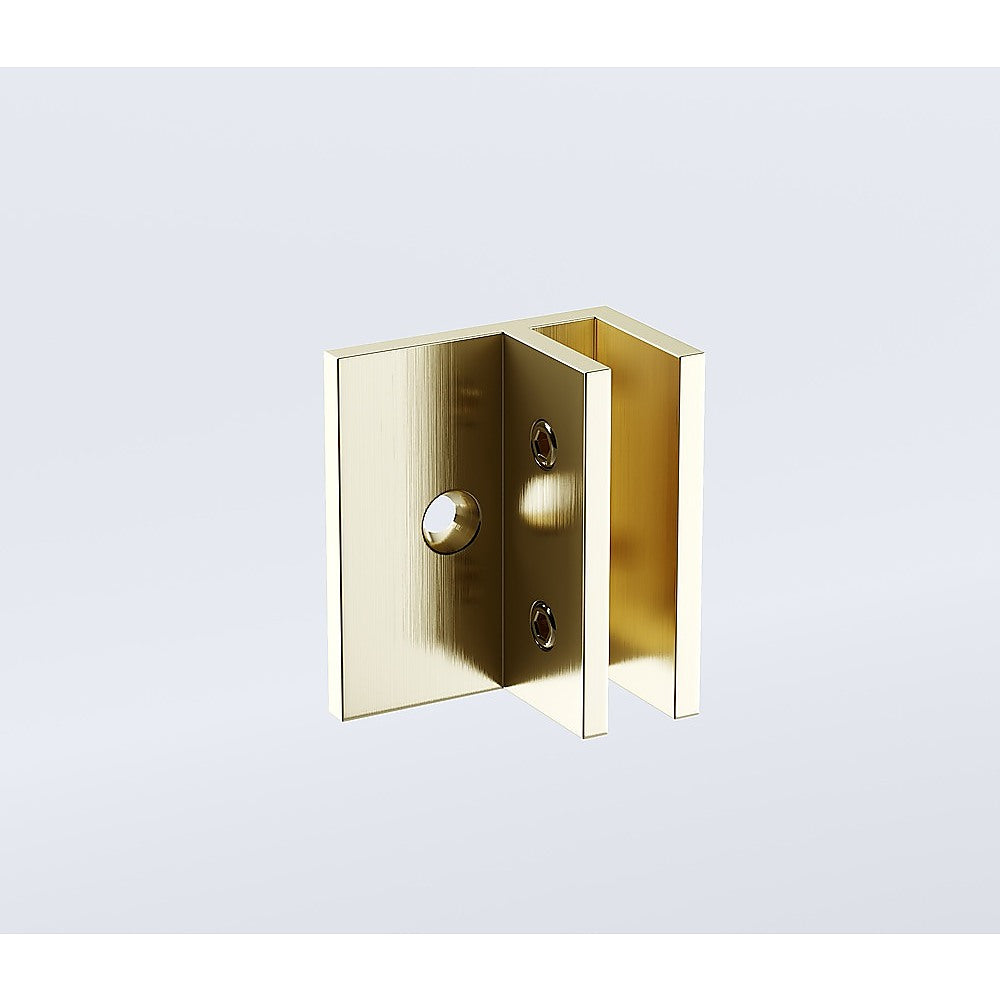120cm Wall-to-Wall Frameless Shower Screen - Gold F-Brackets with SS Hinges & Square Knob Handle V63-853831