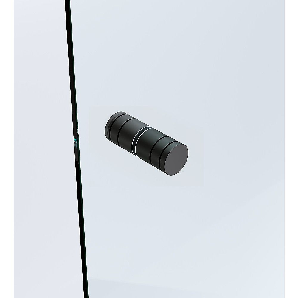 100cm Wall-to-Wall Frameless Shower Screen - Black U-Brackets and Floor U-Bracket with SS Hinges & Round Knob V63-854261