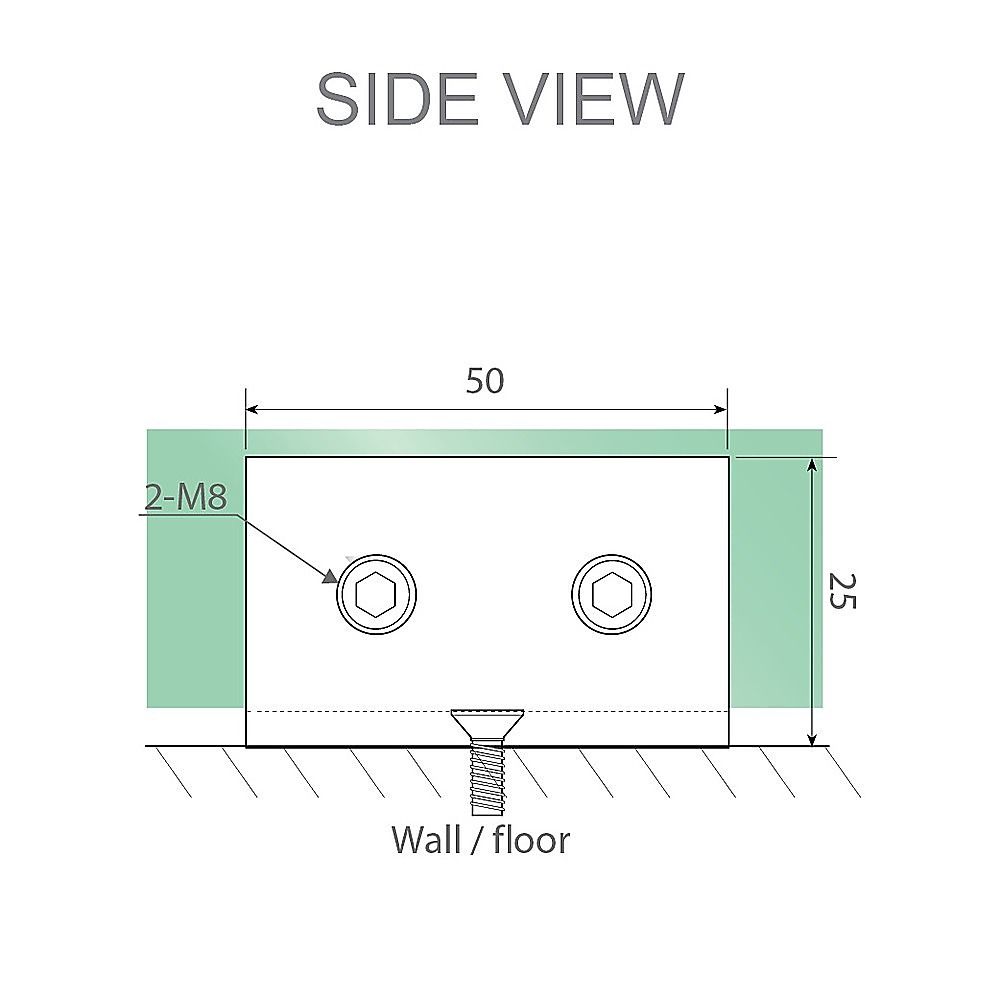 110cm Wall-to-Wall Frameless Shower Screen – Chrome U-Brackets with SS Hinges & Round Knob Handle