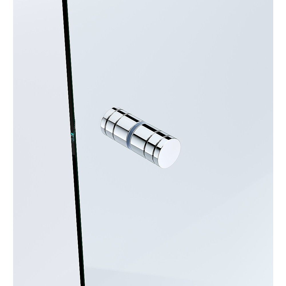 110cm Wall-to-Wall Frameless Shower Screen – Chrome U-Brackets and Floor U-Bracket with SS Hinges & Round Knob Handle