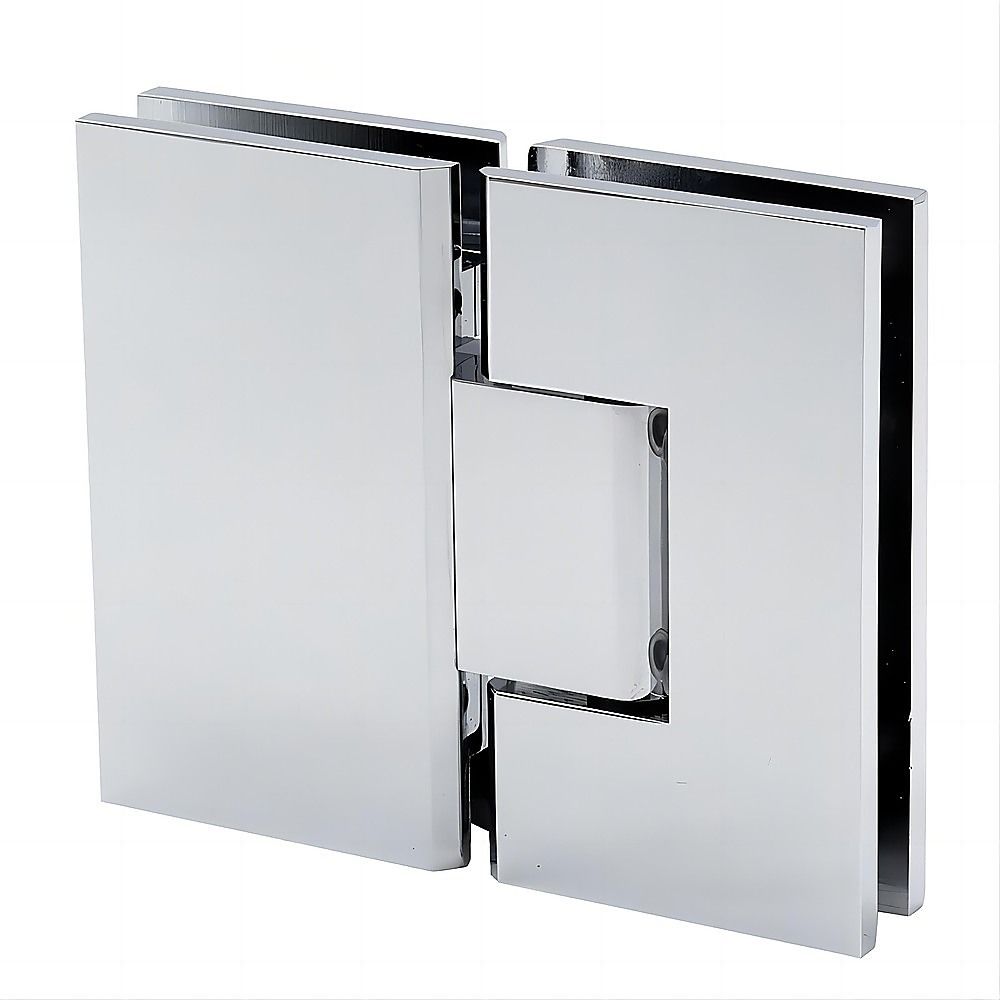 110cm Wall-to-Wall Frameless Shower Screen – Chrome F-Brackets and Floor F-Bracket with SS Hinges & Round Knob Handle