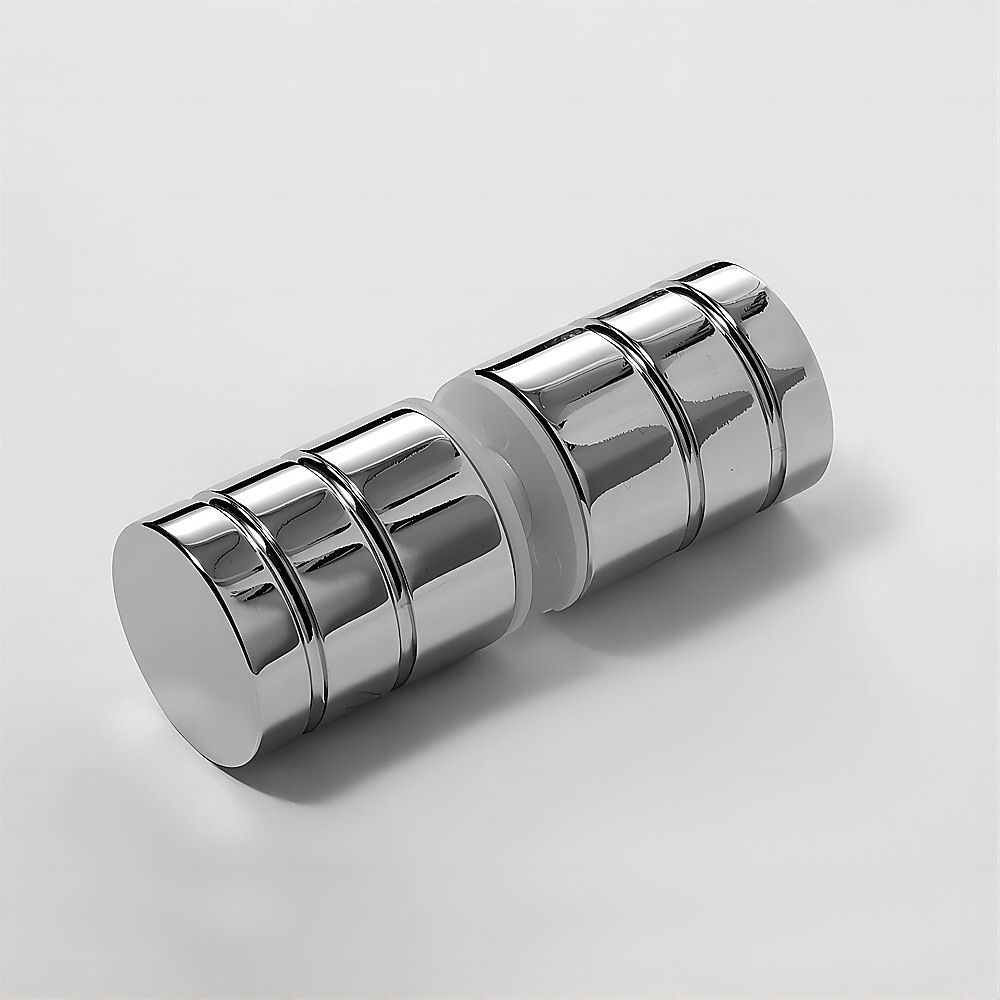 110cm Wall-to-Wall Frameless Shower Screen – Chrome F-Brackets and Floor F-Bracket with SS Hinges & Round Knob Handle