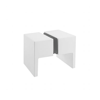 90cm Wall-to-Wall Frameless Shower Screen - White U-Brackets and Floor U-Bracket with SS Hinges & Square V63-855061