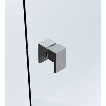 90cm Wall-to-Wall Frameless Shower Screen - Gunmetal U-Brackets with SS Hinges & Square Double Pull Handle V63-855131