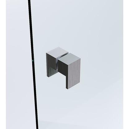 90cm Wall-to-Wall Frameless Shower Screen - Gunmetal F-Brackets with SS Hinges & Square Double Pull Handle V63-855151