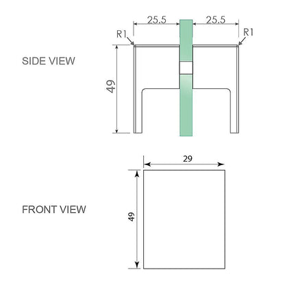 100cm Wall-to-Wall Frameless Shower Screen - Chrome U-Brackets and Floor U-Bracket with SS Hinges & Square V63-855181