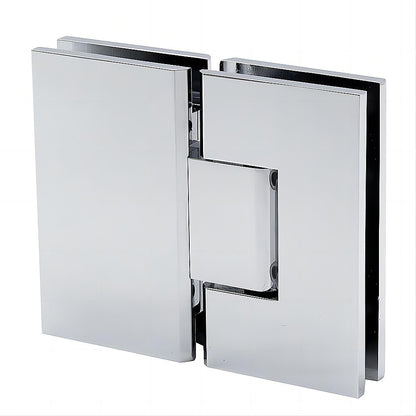 100cm Wall-to-Wall Frameless Shower Screen - Chrome F-Brackets with SS Hinges & Square Double Pull Handle V63-855191