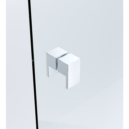 100cm Wall-to-Wall Frameless Shower Screen - Chrome F-Brackets and Floor F-Bracket with SS Hinges & Square V63-855201