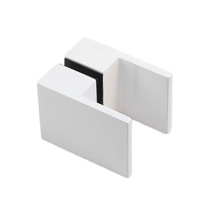 100cm Wall-to-Wall Frameless Shower Screen - White U-Brackets with SS Hinges & Square Double Pull Handle V63-855291