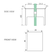 120cm Wall-to-Wall Frameless Shower Screen – Gold F-Brackets and Floor F-Bracket with SS Hinges & Square Double Pull Handle