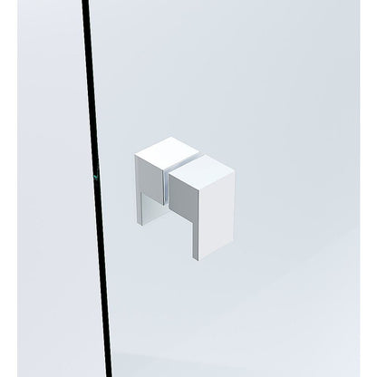 120cm Wall-to-Wall Frameless Shower Screen - White U-Brackets with SS Hinges & Square Double Pull Handle V63-855771