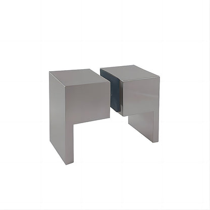 120cm Wall-to-Wall Frameless Shower Screen - Nickel F-Brackets with SS Hinges & Square Double Pull Handle V63-855831