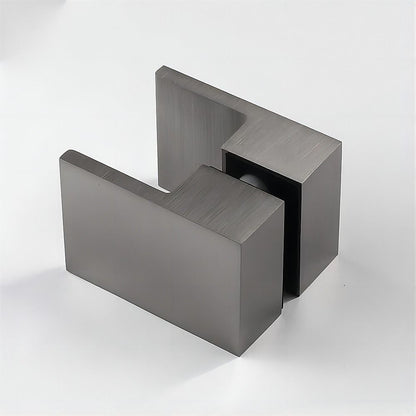 120cm Wall-to-Wall Frameless Shower Screen - Gunmetal U-Brackets and Floor U-Bracket with SS Hinges & Square V63-855861