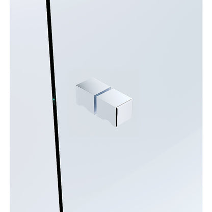 90cm Frameless Wall-to-Wall Shower Screen with Chrome U-Brackets and Floor U-Bracket, Brass Hinges & Square V63-855911