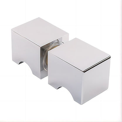 110cm Frameless Wall-to-Wall Shower Screen with Chrome U-Brackets , Brass Hinges & Square Knob Handle V63-856381