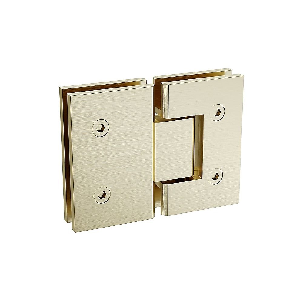 90cm Frameless Wall-to-Wall Shower Screen with Gold F-Brackets and Floor F-Bracket, Brass Hinges & Round Knob Handle
