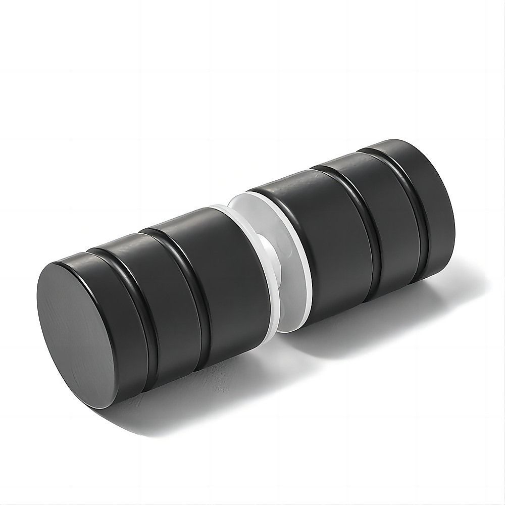 100cm Frameless Wall-to-Wall Shower Screen with Black U-Brackets , Brass Hinges & Round Knob Handle V63-857141