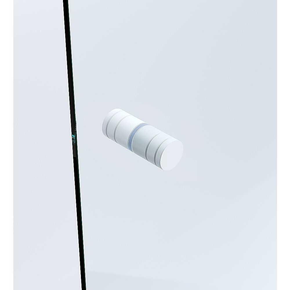 90cm Wall to Wall Frameless Shower Screen - White Wall Channel and Floor Channel, SS Hinges & Round Knob V63-859341