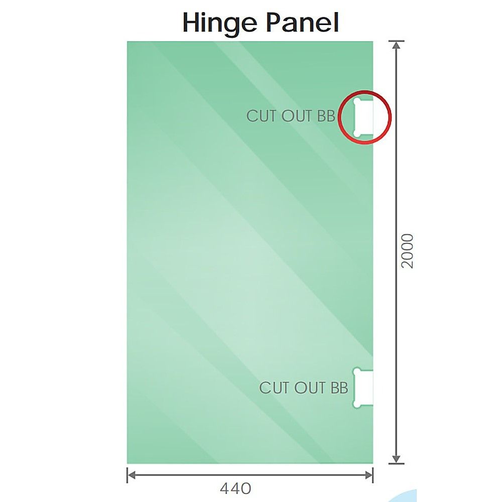 110cm Wall to Wall Frameless Shower Screen – Chrome Wall Channel and Floor Channel, SS Hinges & Round Knob Handle