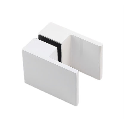 110cm Wall to Wall Frameless Shower Screen - White Wall Channel , SS Hinges & Square Double Pull Handle V63-860051