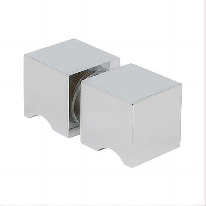 120cm Wall-to-Wall Frameless Shower Screen - Chrome Wall Channel with Brass Hinges & Square Knob Handle V63-860601