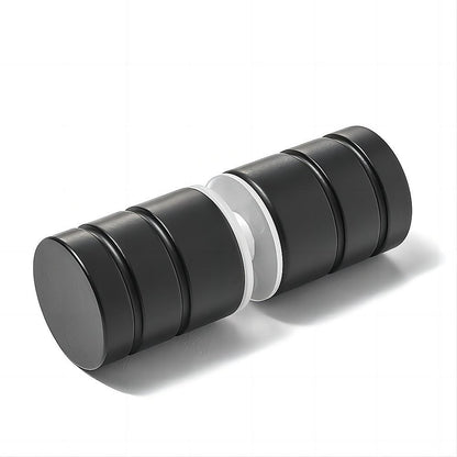 120cm Wall-to-Wall Frameless Shower Screen - Black Wall Channel with Brass Hinges & Round Knob Handle V63-861101