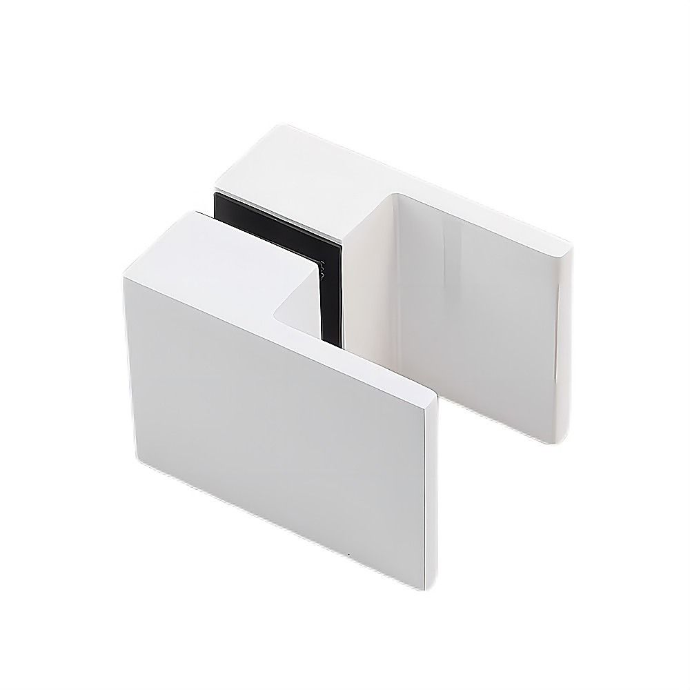 110cm Wall-to-Wall Frameless Shower Screen - White Wall Channel and Floor Channel with Brass Hinges & Square V63-861511