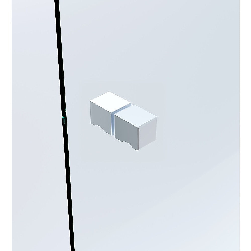 100x70cm Corner Frameless Shower Screen with White Wall Channel and Floor F-Bracket and SS Hinges, Square V63-862551