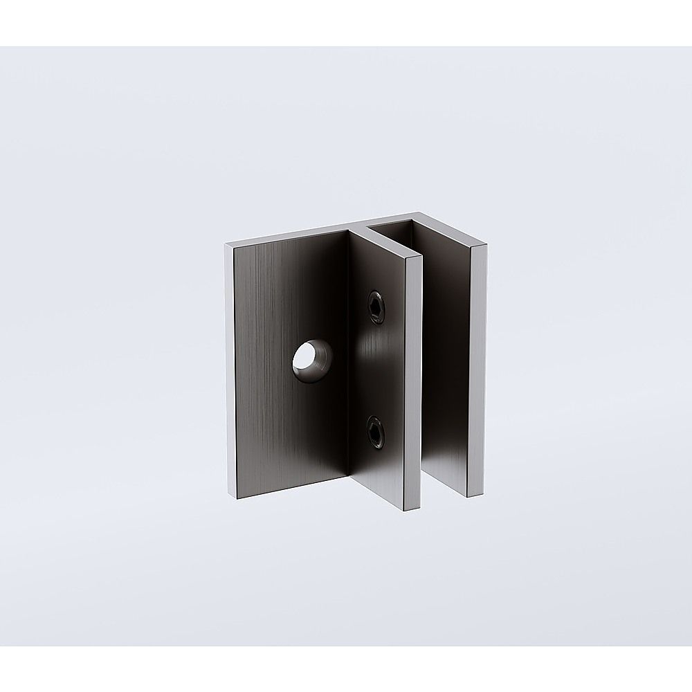 100x90cm Corner Frameless Shower Screen with Gunmetal Wall Channel and Floor F-Bracket and SS Hinges, Square V63-863111
