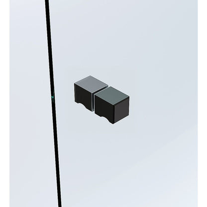 110x80cm Corner Frameless Shower Screen with Black F-Brackets and SS Hinges, Square Knob Handle V63-863661